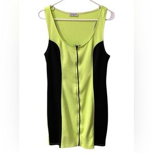 💚Neon yellow/greenish zip mini dress